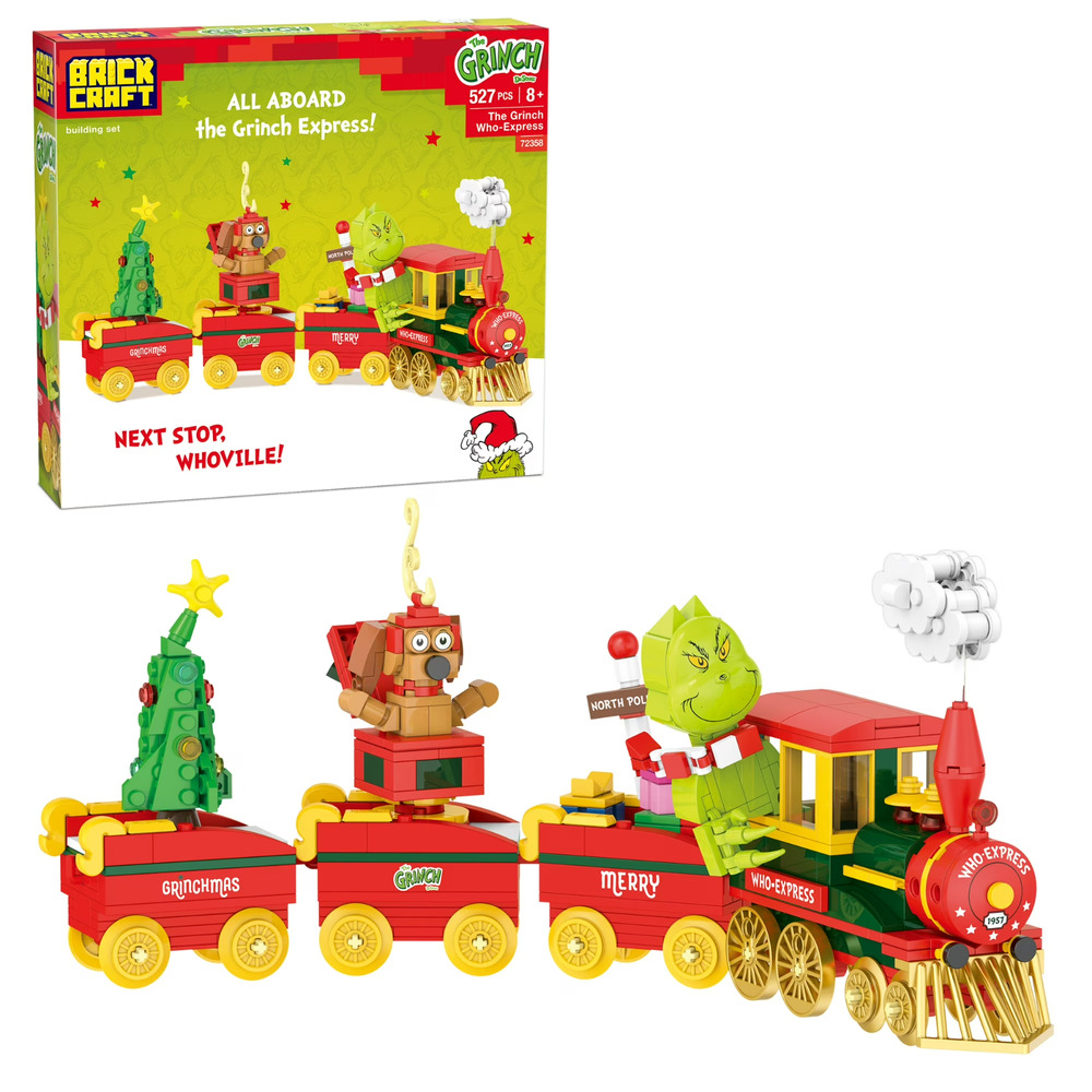 Brickcraft the Grinch Who-Express Train Building Kit (527-Piece Set), Grinch Chr
